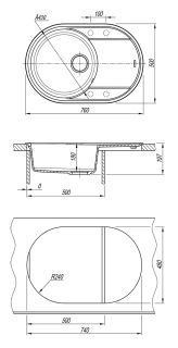 Кухонная мойка Lemark Lacha 760 9910058 жасмин